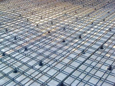 Concrete slab meshes are used for block slab structure reinforcing at construction site.