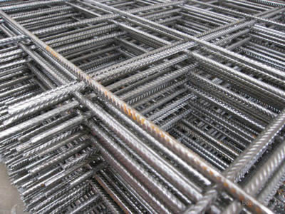 Galvanized reinforcing welded wire mesh with square mesh opening.